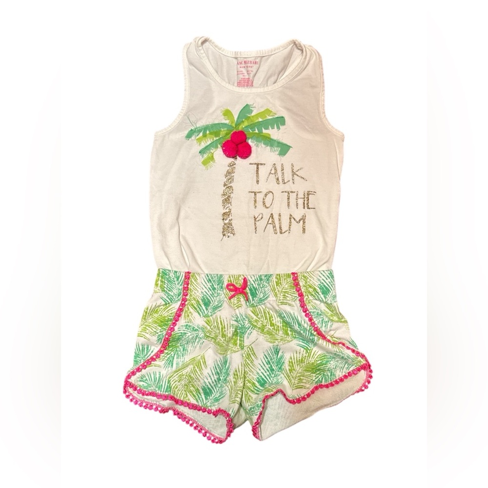 Isaac Mizrahi Kids Palm Print Pajama Set - White and Green